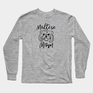 Maltese Mom Line Art Long Sleeve T-Shirt